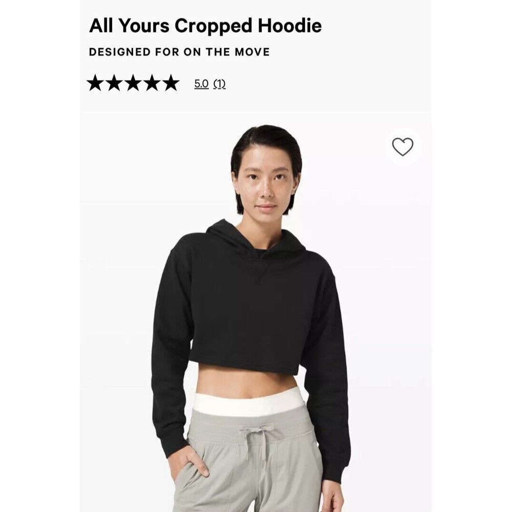 Lululemon Black All Yours Cropped Hoodie Sweatshirt Pullover‎ Athletic Size 10